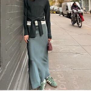 Satin Maxi Slip Skirt - Sage Green